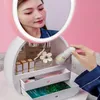 LED Light Desktop Organizer HD Mirror Makeup Organizer Drawer type Creative Cosmetic Storage Box Protable Beauty Box Z1123266L