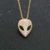 Hip Hop Men Rapper shiny diamond pendant gold necklace Alien mask pendant micro-inset full zircon jewelry night club Sweater rope chain twist chain 1494