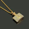 Hip Hop Rapper shiny diamond pendant gold necklace Perfume bottle pendant micro-inset zircon jewelry 60cm night club accessory Sweater Twist chain rope chain 1532