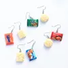 Creative Instant Noodles Dangle Oorbellen Hars Zomer Vakantie Sieraden Fast Food Leuke Chinese Noodle Earring Gift200S