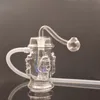Tuyau d'eau de fumer à la main en gros avec crâne quadruple 10mm joint brûleur à mazout en verre bong recycleur bang attrape-cendres avec tuyaux et tuyau de brûleur à mazout en verre mâle