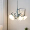 Kroonluchters Room Decor Led Art Kroonluchter Hanglamp Licht Franse Pastorale Creatieve Bloemen Kristalglas Woonkamer Slaapkamer Thuis Hanglamp