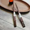 Bacchette 5 paia Sushi in stile giapponese Fatto a mano in legno di castagno naturale Valore impostato Regalo Hashi Chop Stick