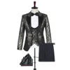 2020 New Design Black Gold Floral Slim Fit Men Double Breasted Vest Suits For Wedding Groom Suit Man Prom Tuxedo Bridegroom275Q