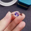 Cluster-Ringe Eleganter Silber-Tansanit-Ring für Schulmädchen 0,7 ct 5 mm 7 mm natürlicher 925-Schmuck