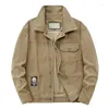 Mäns jackor Corduroy Jacket 2023 Casual Loose Lapel Spring and Autumn Work Solid Color Insert Pocket Youth Cropped Top