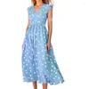 Casual Dresses 2023 Spring and Summer V-hals midja stor kjol med polka dot tryckklänning
