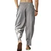 Pantaloni da uomo Estate Lino Cotone Harem Uomo Casual Coulisse Pantaloni larghi allentati Maschio Hip Hop Pantalone solido per Street Wear 2023