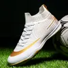 Sapatos de futebol de luxo ao ar livre dourados para meninos, chuteiras de futebol de treinamento masculino, chuteiras de ponta longa, chuteiras para grama ao ar livre, relvado, para crianças 230721