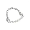 Кластерные кольца корейский серебро S925 для женщин Ins Temprament Minority Design Baroque Freshwater Wearl Cring Кольцо с прекрасными украшениями