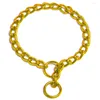 Colliers de chien collier de chaîne en métal doré chaînes de glissement collier pour animaux de compagnie lien cubain starter d'entraînement réglable pour chiot grands chiens