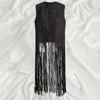 Women's Vests Dance Party Waistcoat Vintage Fringed Suede Vest Open Front Hollow Hole Chic Streetwear With Long Tassels