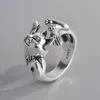 Bonitos anillos de apertura con forma de gato de la fortuna para mujer, anillo de dedo de fiesta de baile de Color plateado, regalo delicado para niña, nueva joyería de moda 2021