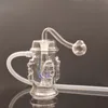 Einzigartige Glas-Ölbrenner-Bong-Rauchpfeife, 10-mm-Verbindung, Dab-Rig-Bong, Vogelkäfig, Perc, vierfacher Schädelkopf, Rauchwasserpfeife mit 10-mm-Glas-Ölbrennerrohr und Schlauch