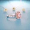 Cluster Ringen ZOCA Luxe Echt 925 Massief Zilveren Ring Lab Gemaakt Roze Kleur Bloem Geslepen Diamanten Sieraden Dames Gift bruiloft