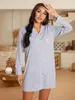 Damska odzież snu FDFKLAK Europejska bawełniana nocna sukienka Kobieta z długim rękawem nocne odzież Ladie's Nightgowns Buttons Cardigan Nightshirt