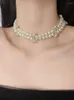 Choker Exquisite Pearl Bone Double Layer Fashion Necklace Bracelet