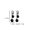 Orecchini a bottone Temperamento Retro Black Pearl Ball Drop Women Design di lusso Elegante cristallo ciondola l'orecchino Goth Jewelry Gift