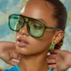 緑の特大のパイロットサングラス女性シェードレトロクラシックビンテージサングラス女性カラーブランドデザイナーOculos de Sol