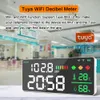 Noise Meters Tuya Wifi Digital Decibel Sound Meter Temperature Humidity Decibel Test Alarm Clock LED Color Display APP Control 230721