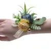 Dekorative Blumen Handgelenk Corsage Blumenset Hochzeit Rose Seidenband Braut Hand Armband Armband Party Dekor