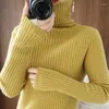Suéteres femininos Mistura de lã 2023 Spring Slim Pile Collar Draw Strip Sweater espessado de fundo W178