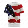 Camisetas masculinas 2023 verão EUA bandeira gráfico 3D lazer gola O manga curta tops moda rua roupas punk