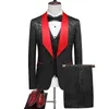 Men's Suits (Suit Vest Trousers) Fashion European And American British Dress Solid Colour Boutique High-end Three Pieces Set