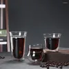 Copos de vinho domésticos de camada dupla antiescaldantes para pendurar na orelha xícara de café isolada caneca de leite resistente ao calor xícaras de chá de vidro transparente