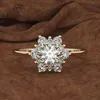 Mode Engagement Gold Farbe Imitiert Stein Schneeflocken Blume Patina Ring Weihnachten Frauen Schmuck Geschenke Anillos Mujer 2022