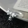 Cluster Rings Kofsac Orchid Flower Ring European Style Matte Bow Bell Cute 925 Sterling Silver Jewelry