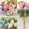 Fleurs décoratives longue branche Rose tête de soie artificielle pour la décoration de Table de fête de mariage à la maison bricolage Bouquet de haute qualité fausses plantes