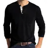 Мужские повседневные рубашки Henley for Men Регулярные футболки для футболок карманные с длинным рукавом футболка весенняя осень сплошной цвет базовая футболка
