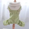 Dog Apparel 2023 Clothes Spring And Summer Fashion Small Green Color Suit Four-Leg Corduroy Overalls
