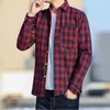 Men's Casual Shirts Plus Velvet All-match Long-sleeved Plaid Shirt Winter Thick Style Korean Hong Kong Student Loose Jacket