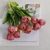 Dekorative Blumen, 5 Köpfe, künstliche Tulpen, Hochzeit, Heimdekoration, Einrichtung, Simulation, Hand, gefälschter Blumenstrauß, Po, Studio-Shooting-Requisiten