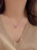 2023 Fashion New Art S925 Sterling Silver Drop Gel Inlaid Zircon Pink Butterfly Necklace for Women's Versatile Luxury Necklace