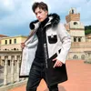 Jaquetas masculinas outono inverno jaquetas masculinas de lã de comprimento médio com capuz gola de pele destacável blusão grosso quente streetwear casaco longo parka 230721