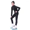 Stage Wear Pantalon de patinage artistique Veste Fille Noir Blanc Pratique Costume d'entraînement de ski pour femme