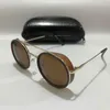 Sunglasses 2023 Vintage Original Brand Designer Round Steampunk For Men Women Metal Small Frame Driving Shades