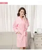 Women's Sleepwear Kimono Cotton Waffle Bathrobes El Nightgown Unisex Absorbent Yukata Female Sweat Steaming Clothes Autumn Thin Home Service