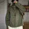 Herrtröjor tröjor Militär vindarmé Green American Style Retro tröja däck Däck Dåligt väderfjäder och Autumn Loose Hoodie 230721