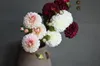 Fiori decorativi Faux Dalia Bianco sfumato Rosso Borgogna Colori Centrotavola fai da te Bouquet da sposa Artificiale