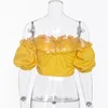 Zbiorniki damskie One-Line Off Rzemot Seksowne francuskie styl 2023 Kobiety Harajuku High Street Lace Up Bubble Sleeve Sweet T-shirt