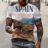 Camisetas masculinas Spain T-Shirt For Men 3D Printed Spanish Poster Oversized Fashion Tops Mangas Curtas Summer Clothing Tees