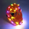 Party Masks Neon Luminous Scary Face Mask Led Light Up Pumpkin Head för Halloween Cosplay Props Glowing Horror Costume 230721