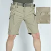 Shorts Masculino Masculino Tático Verão Múltiplos Bolsos Elasticidade Militar Tático Calças na Comprimento do Joelho Ao Ar Livre À Prova D' Água Exército Cargo