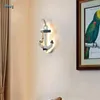 Candeeiro de parede Mar Mediterrâneo Lâmpadas em forma de âncora de navio para crianças quarto sala de estar bar art déco cabeceira luz led