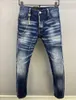 Jeans da uomo Moda Pantaloni in tessuto denim Trendy Casual Slim MotoBiker High Street Hole Vernice spray A602