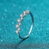 Cluster Rings HTOTOH 925 Silver Ring Women Wave Shape 0.4 D Color Moissanite Wedding Bands Party Jewelry